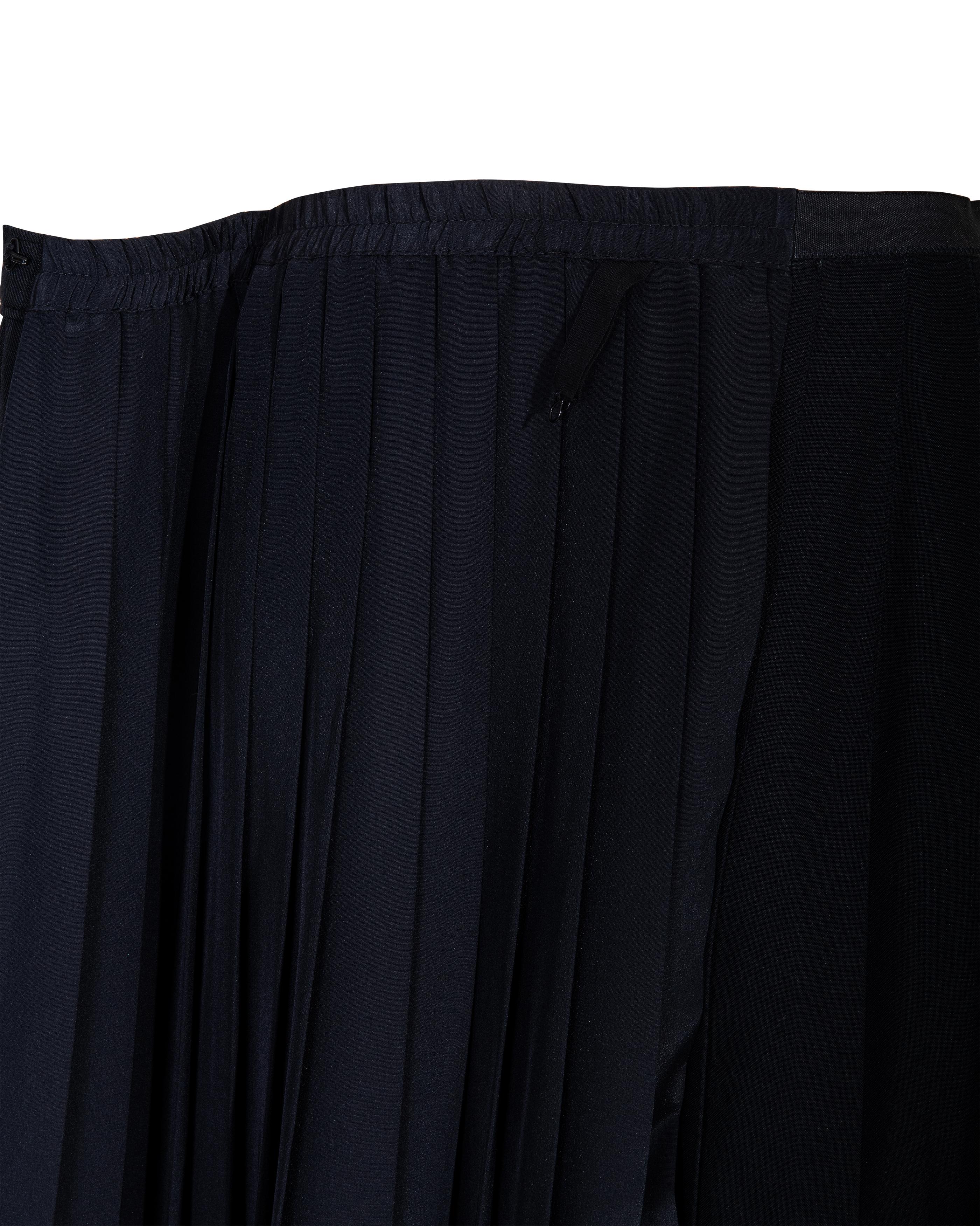 S/S 2001 Maison Martin Margiela One-of-One Black Pleated Artisanal Maxi Skirt For Sale 4
