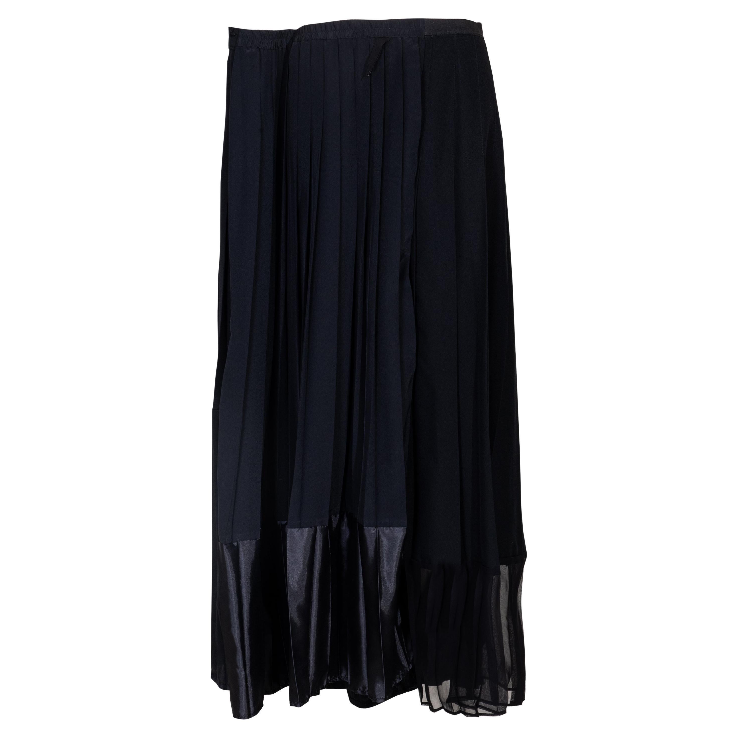 S/S 2001 Maison Martin Margiela One-of-One Black Pleated Artisanal Maxi Skirt For Sale