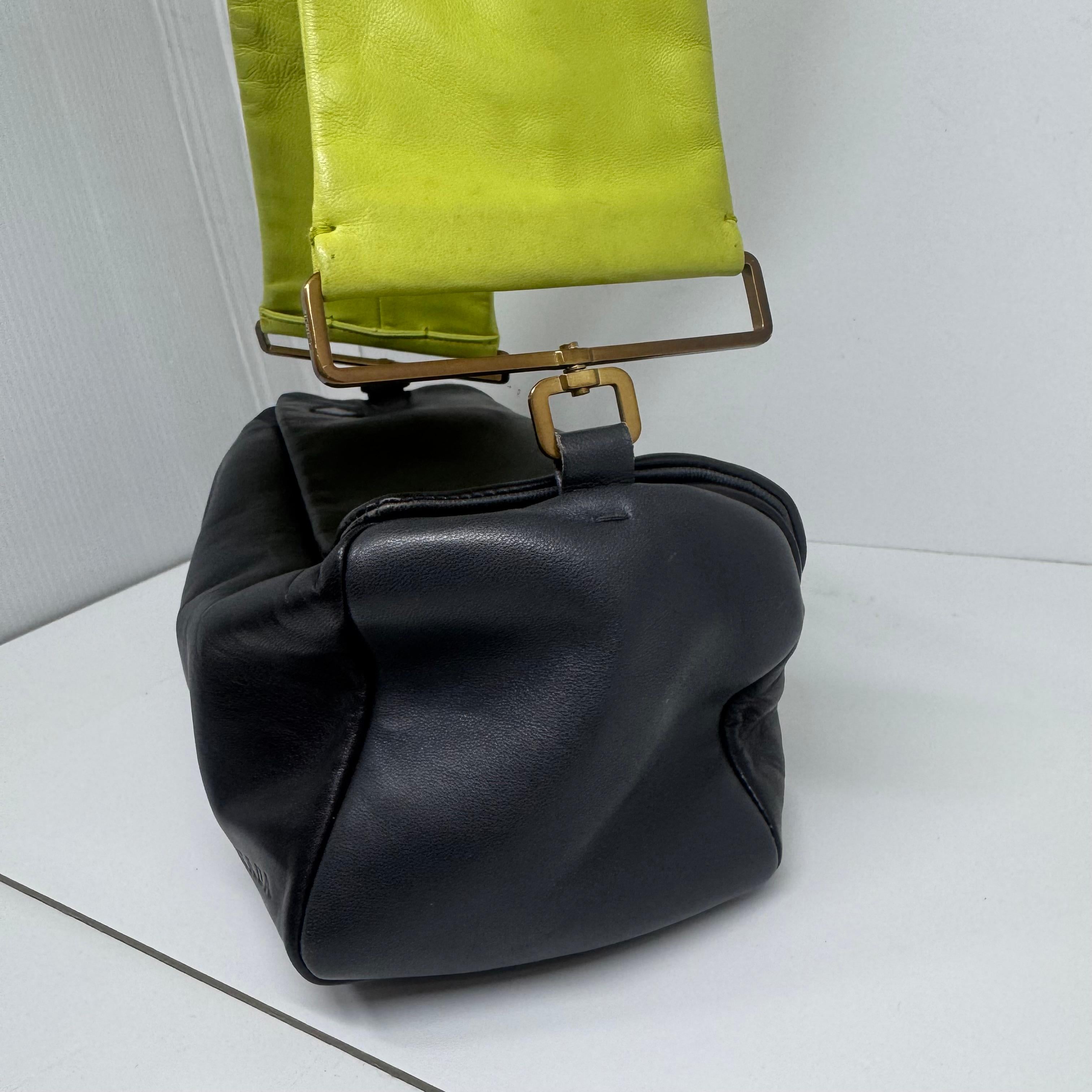 S/S 2001 Prada Black Wide Strap Rectangle Bag For Sale 16