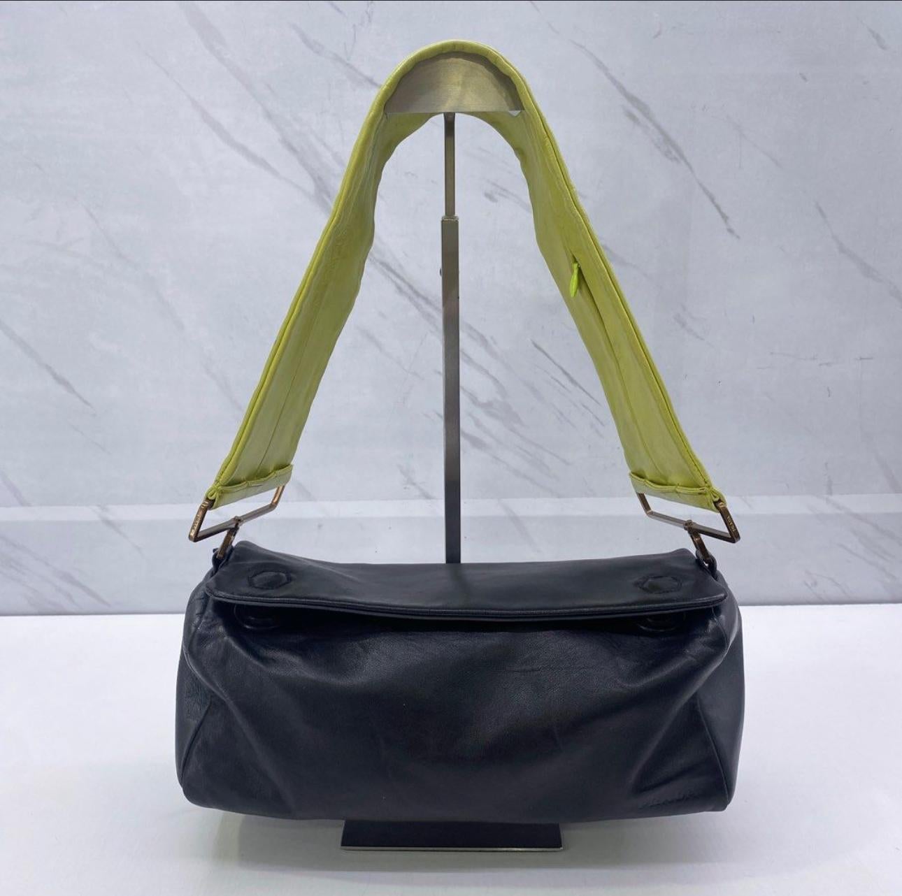 Women's S/S 2001 Prada Black Wide Strap Rectangle Bag For Sale