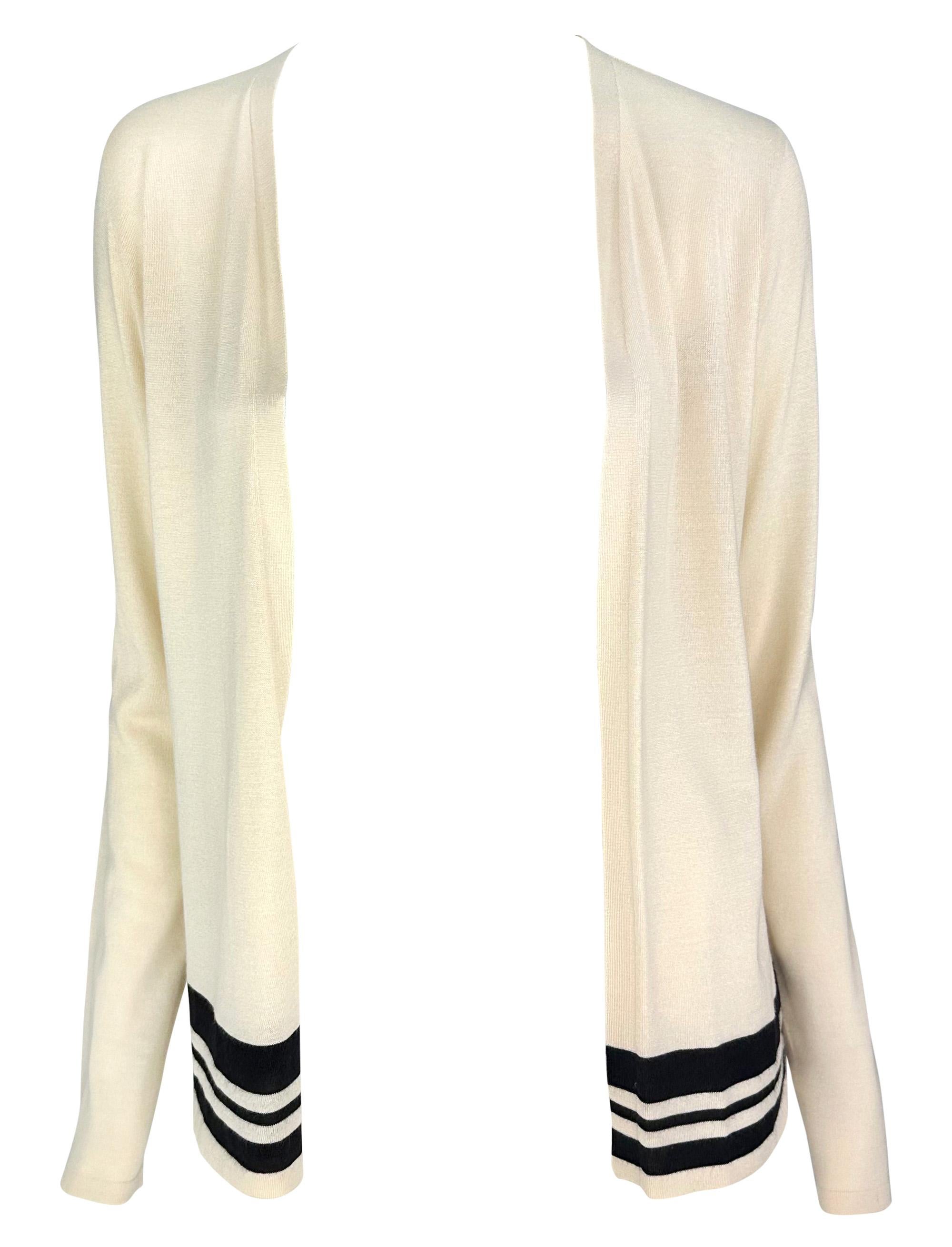 Women's S/S 2001 Ralph Lauren Off-White Striped Cashmere Silk Knit Cardigan Sweater Set For Sale