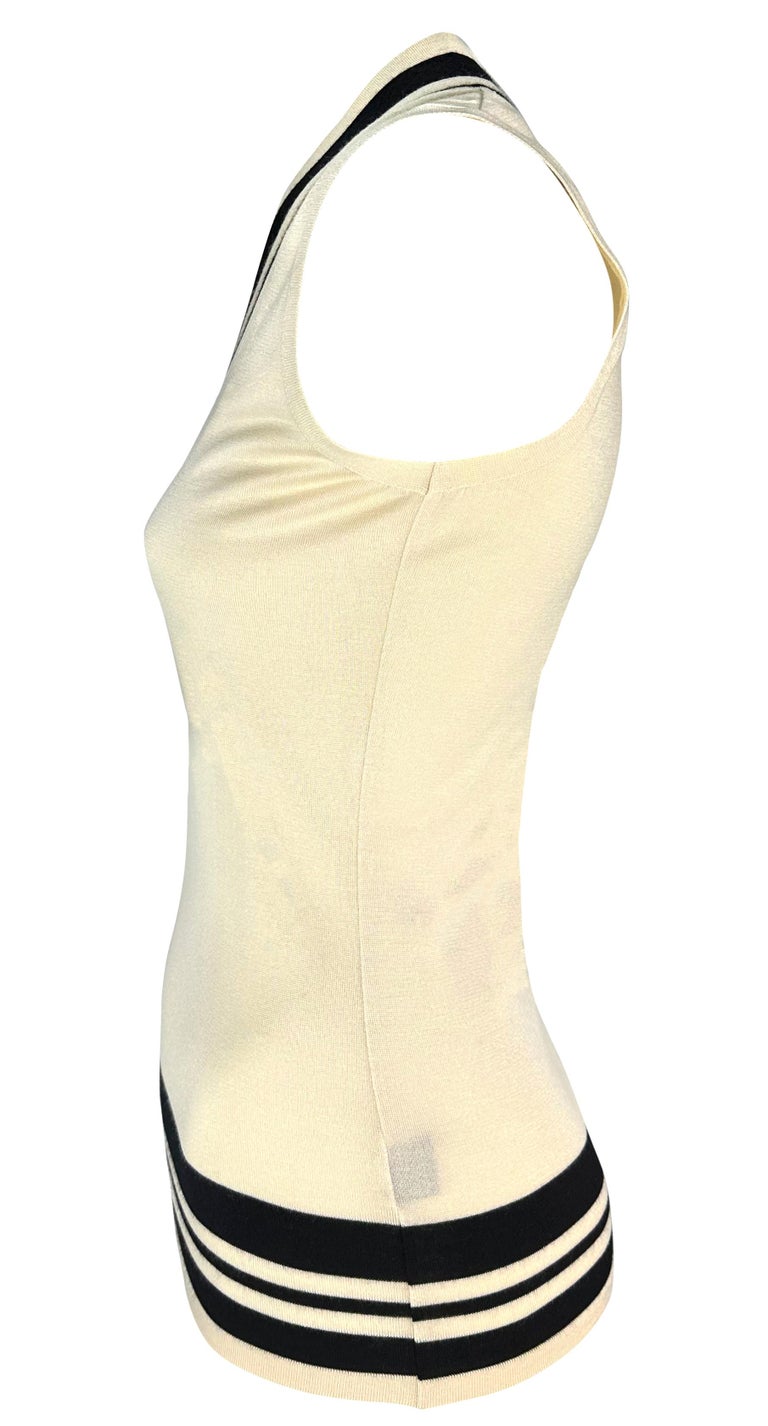 S/S 2001 Ralph Lauren Off-White Striped Cashmere Silk Knit