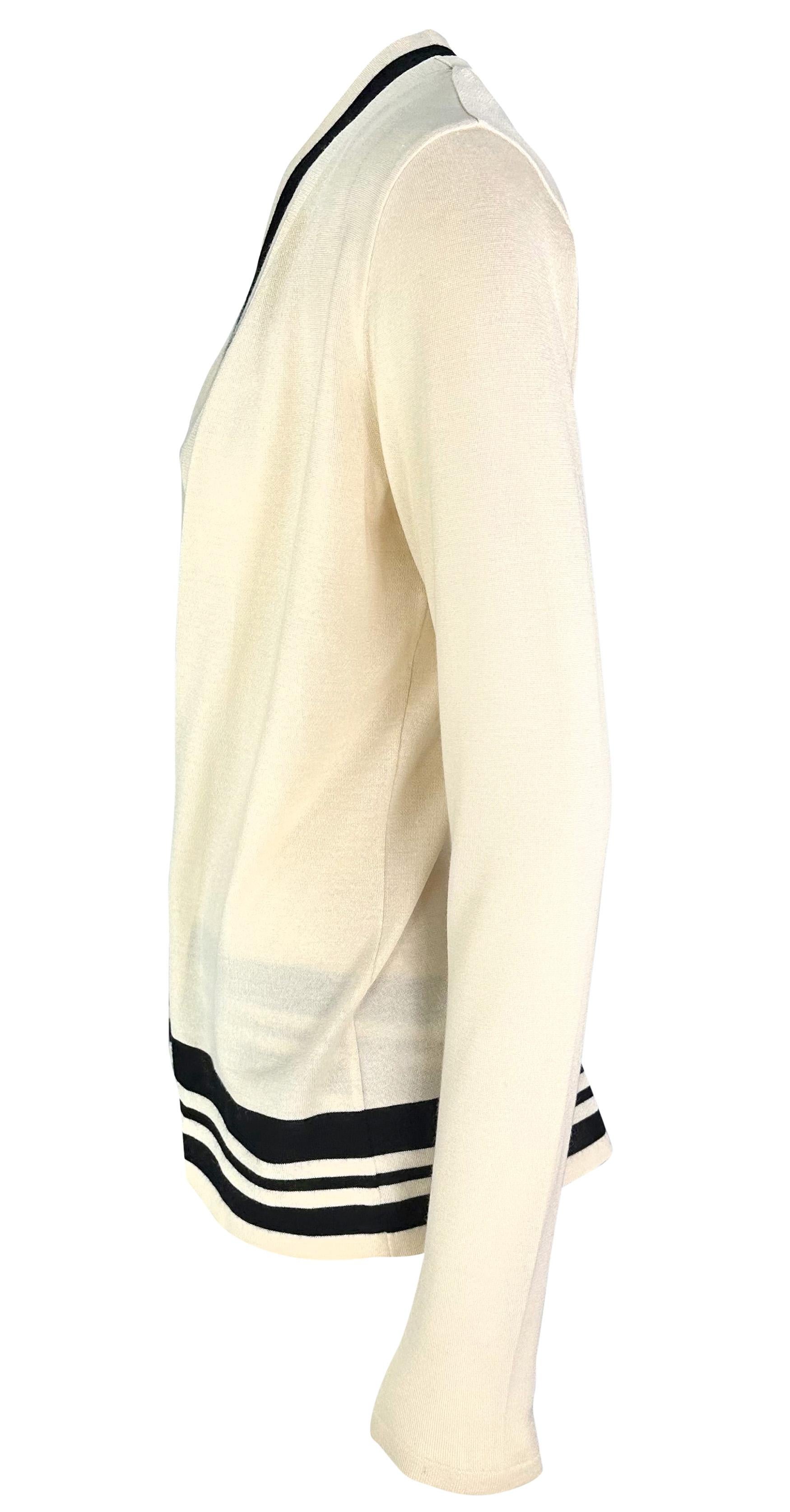 S/S 2001 Ralph Lauren Off-White Striped Cashmere Silk Knit Cardigan Sweater Set For Sale 4