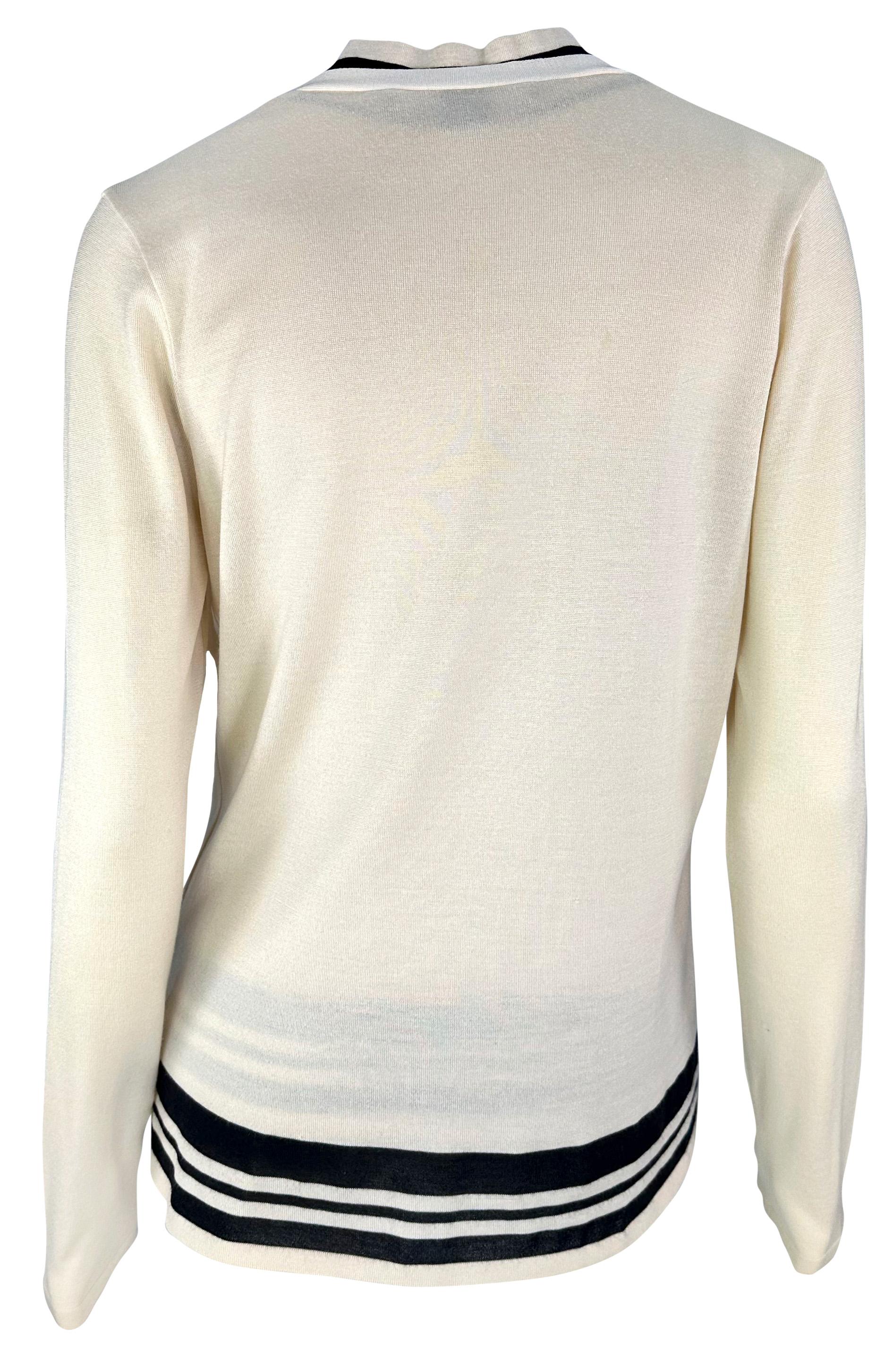 S/S 2001 Ralph Lauren Off-White Striped Cashmere Silk Knit Cardigan Sweater Set For Sale 5