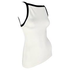 S/S 2001 Ralph Lauren Purple Label Canottiera Runway White Stretch Black Trim