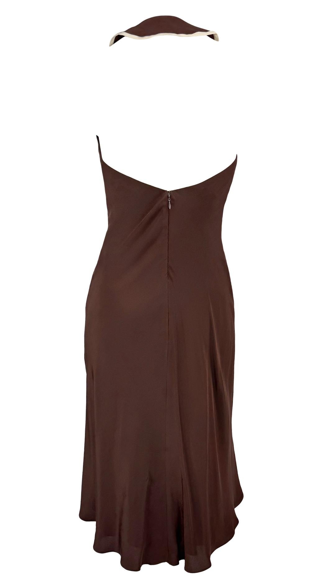S/S 2001 Ralph Lauren Runway Brown Silk Ruffle Backless Flare Dress 2