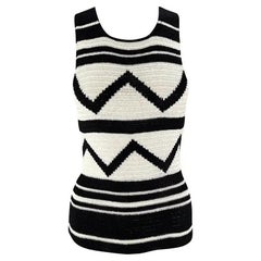P/E 2001 Ralph Lauren - Top in maglia di seta geometrica cremosa e nera - in passerella