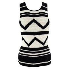 S/S 2001 Ralph Lauren Runway Top de punto de seda negro geométrico escarpado