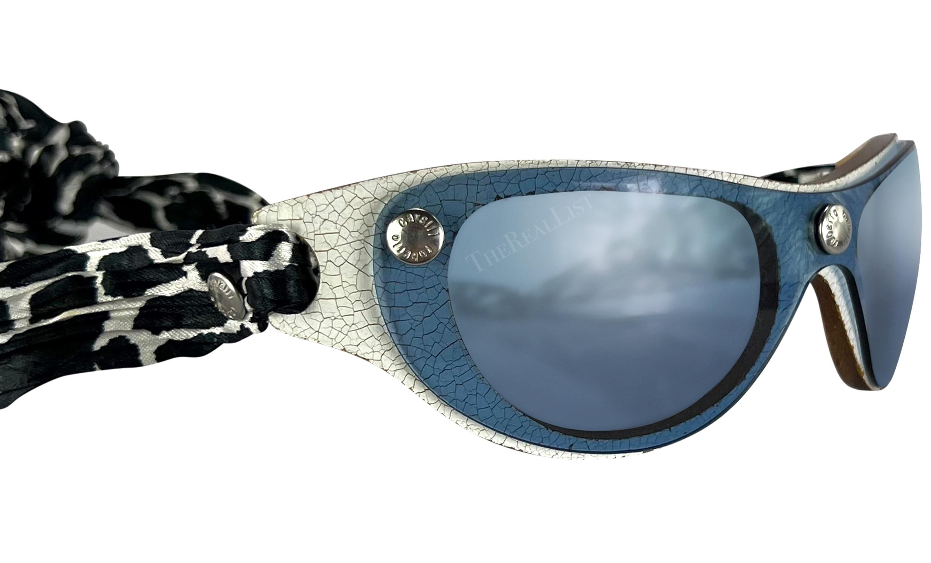 S/S 2001 Roberto Cavalli Ad Blue Shield Silk Scarf Wrap Sunglasses 3