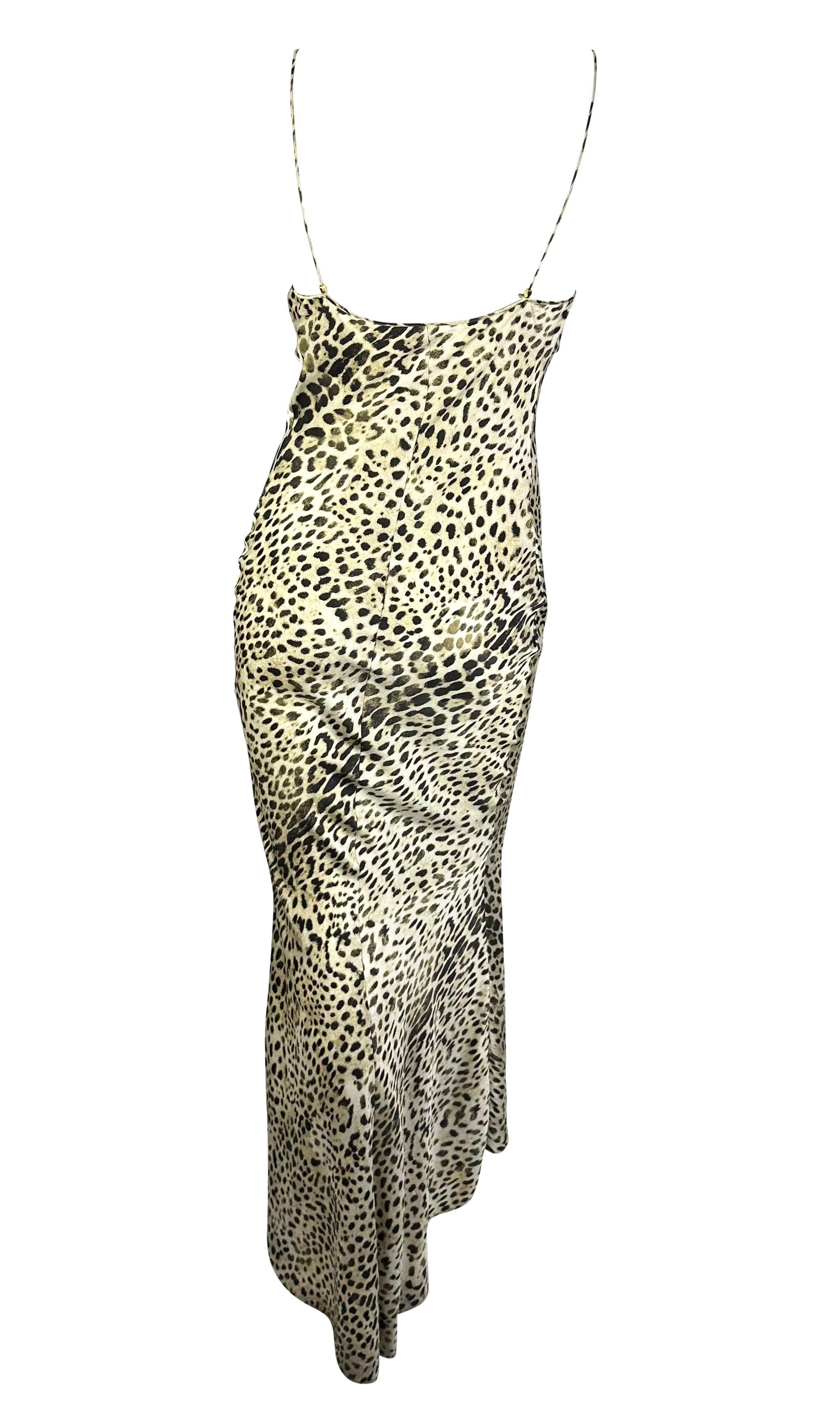 S/S 2001 Roberto Cavalli Animal Print Asymmetric Silk Bias Cut Gown In Good Condition For Sale In West Hollywood, CA