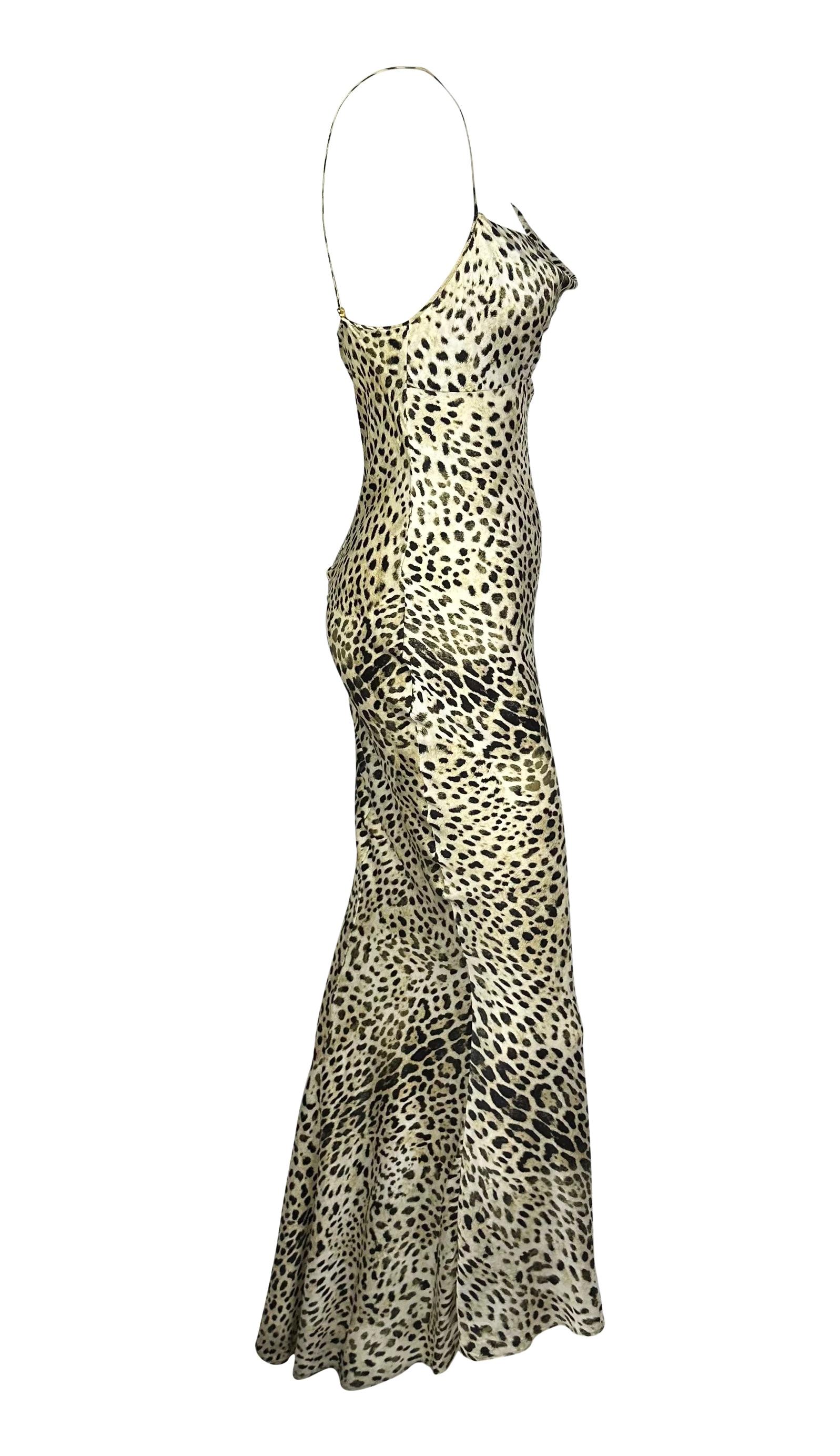Women's S/S 2001 Roberto Cavalli Animal Print Asymmetric Silk Bias Cut Gown For Sale
