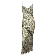 S/S 2001 Roberto Cavalli Animal Print Asymmetric Silk Bias Cut Gown
