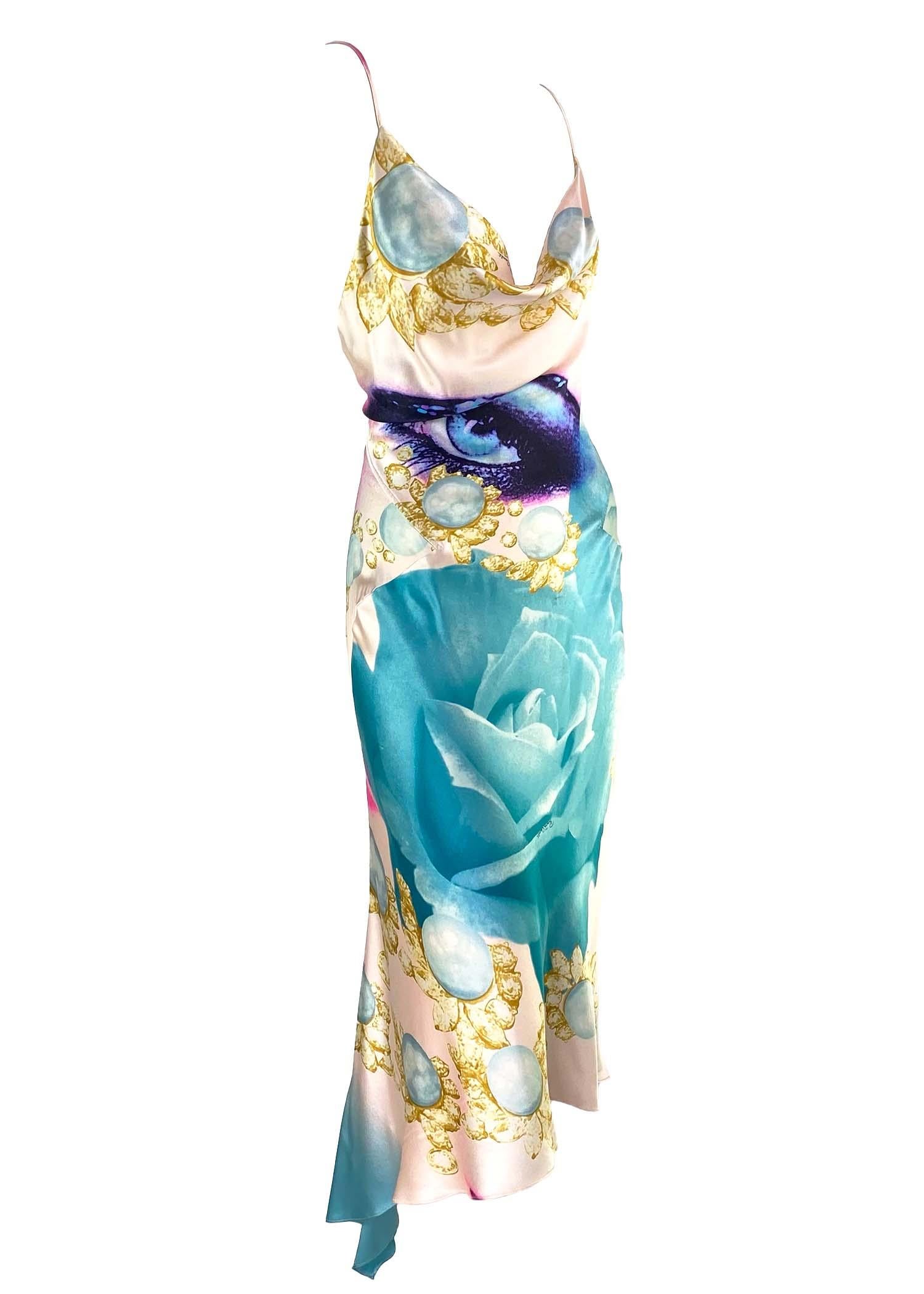 S/S 2001 Roberto Cavalli Liz Taylor Print Silk Dress For Sale at 1stDibs