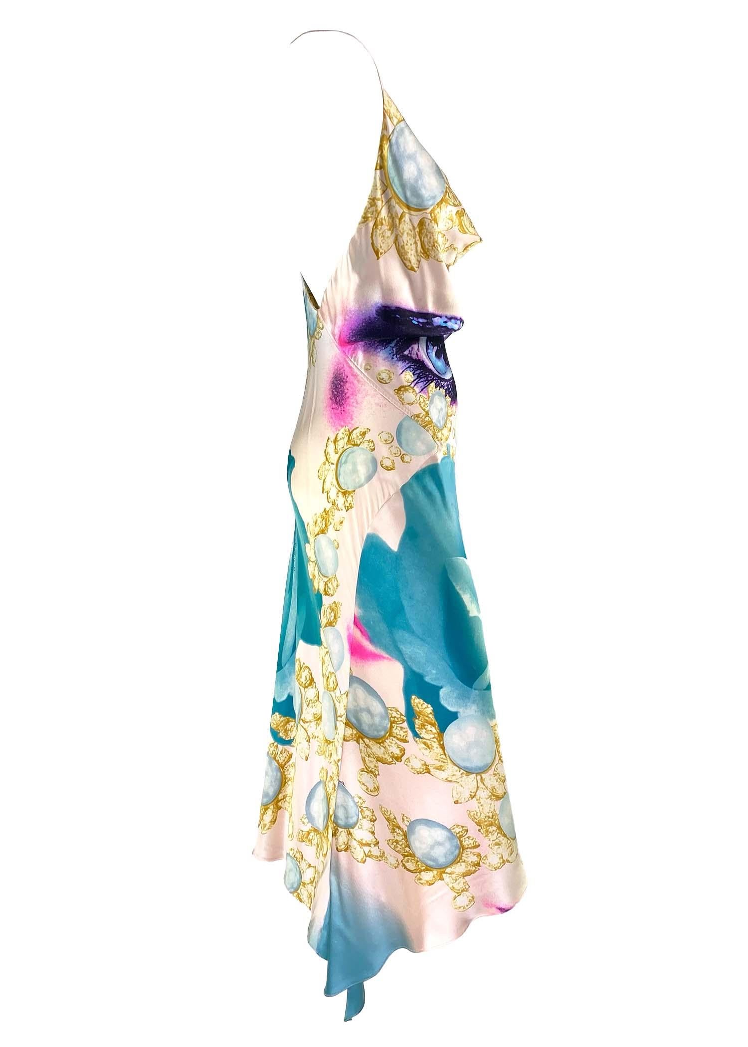 S/S 2001 Roberto Cavalli Liz Taylor Print Silk Dress In Good Condition For Sale In West Hollywood, CA