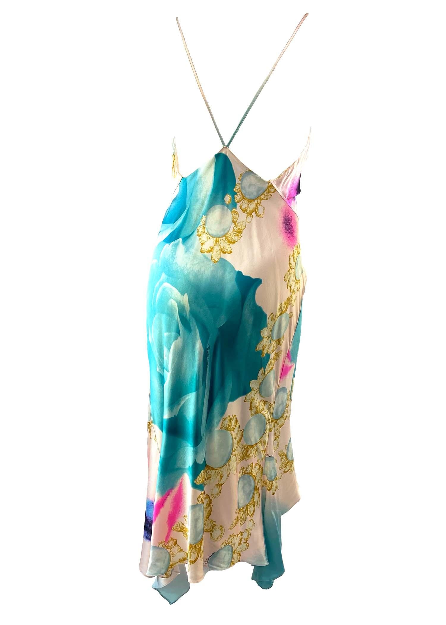 Women's S/S 2001 Roberto Cavalli Liz Taylor Print Silk Dress For Sale
