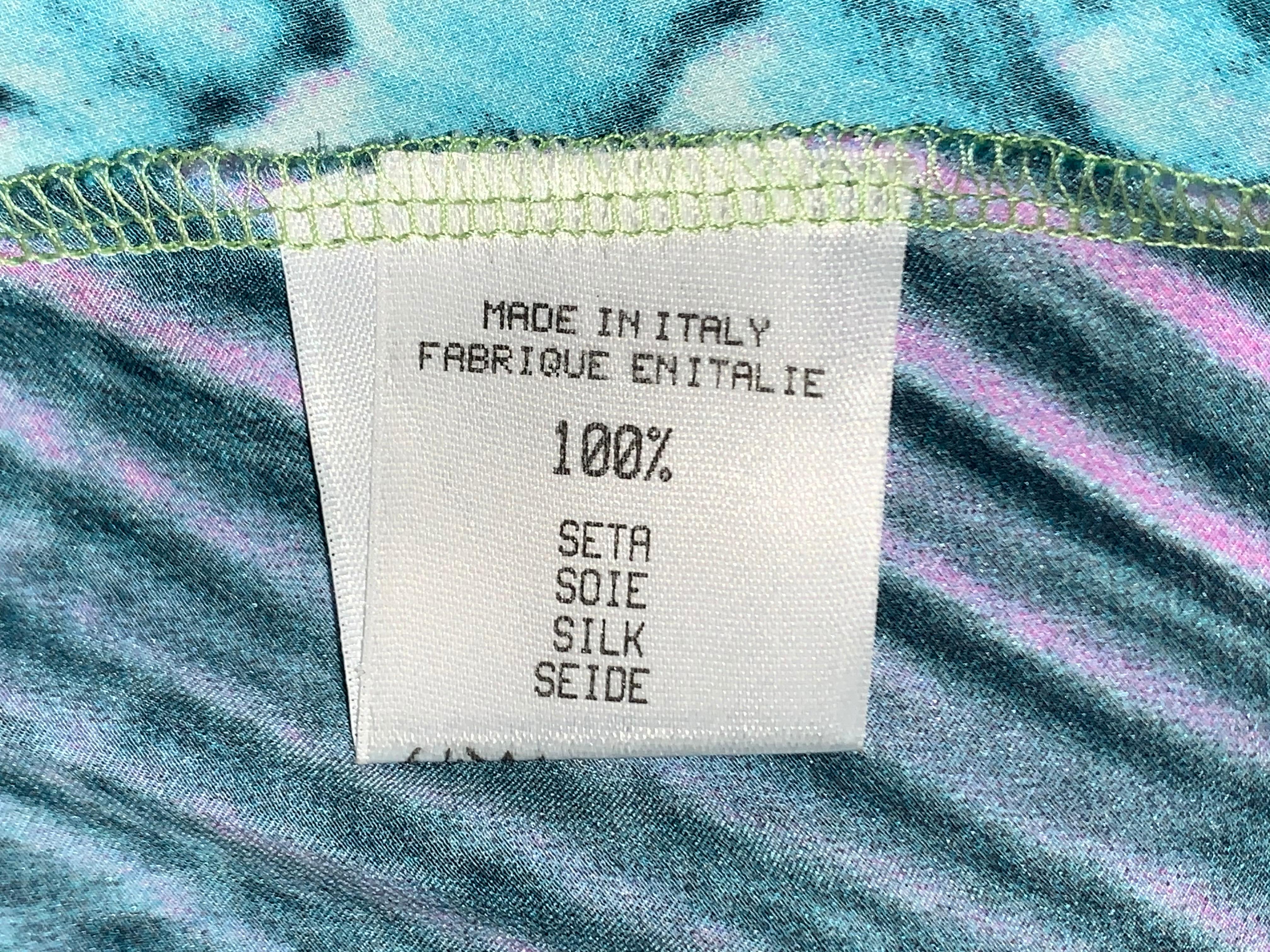 S/S 2001 Roberto Cavalli Neon Rosa Gelb Blau Seide Langes Slip-Kleid 2