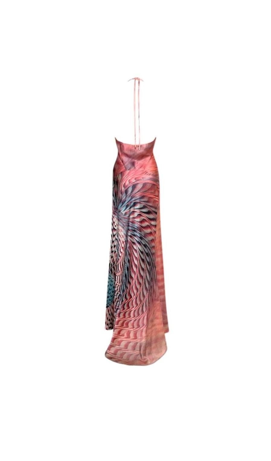 S/S 2001 Roberto Cavalli Pink Psychedelic Print Silk Maxi Gown Dress ...