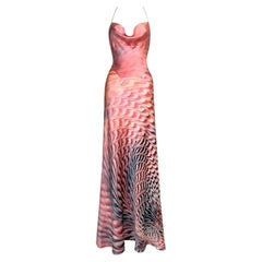 S/S 2001 Roberto Cavalli Pink Psychedelic Print Silk Maxi Gown Dress
