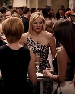 F/W 2001 Thierry Mugler Couture Runway SATC Silver Leopard Silk Chain Dress