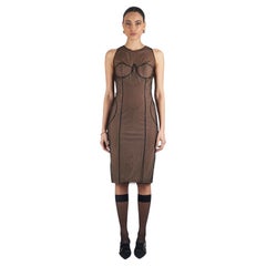 S/S 2001 TOM FORD for GUCCI VINTAGE NUDE/BLACK MESH DRESS IT 42 - US 6