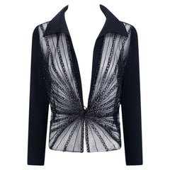 S/S 2001 Valentino Garavani Sheer Beaded Collared Blouse