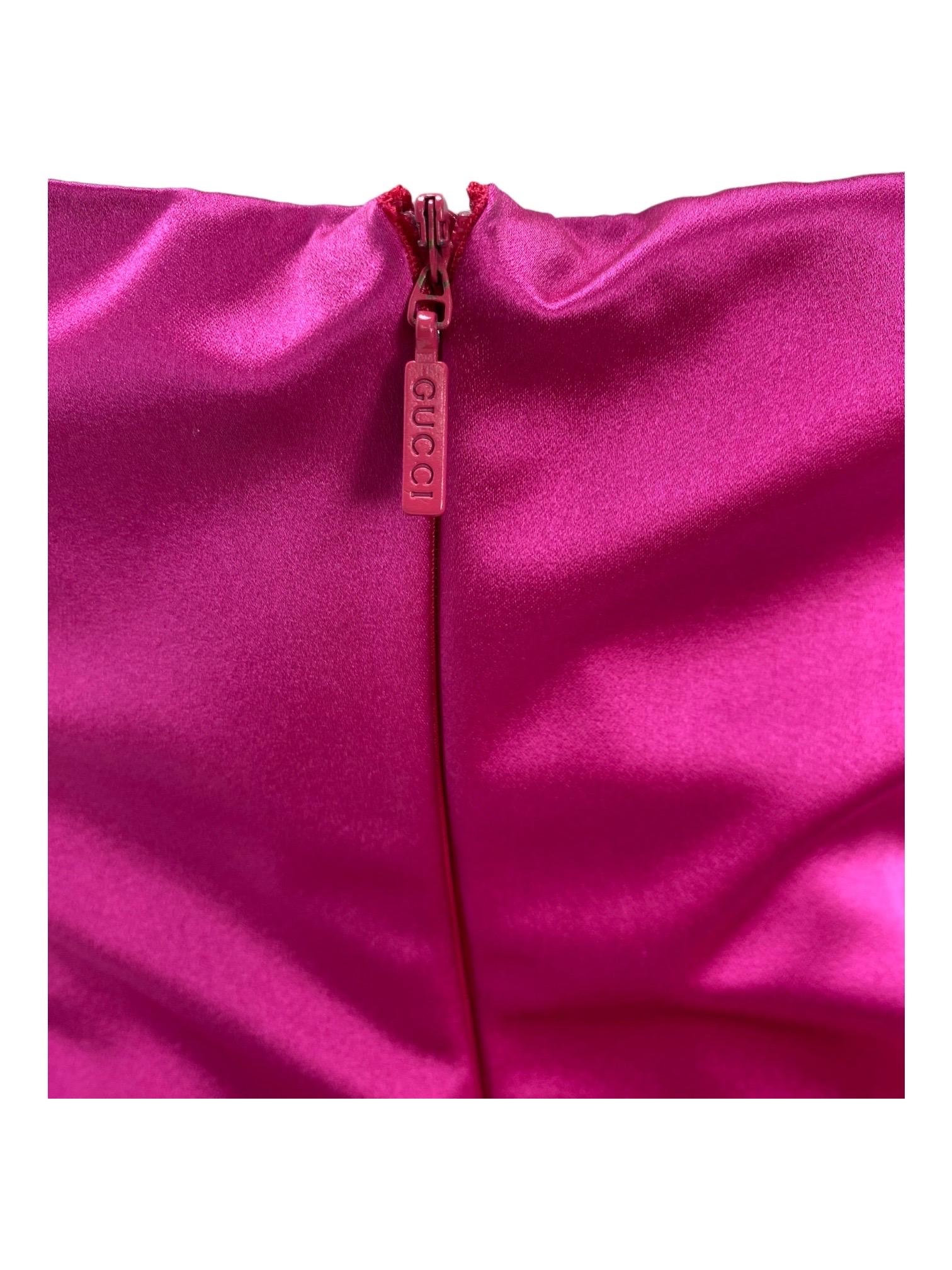 S/S 2001 Vintage Tom Ford for Gucci Hot Pink Strapless Dress For Sale 2