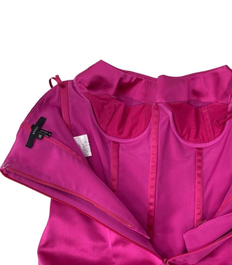 S/S 2001 Vintage Tom Ford for Gucci Hot Pink Strapless Dress For Sale 3