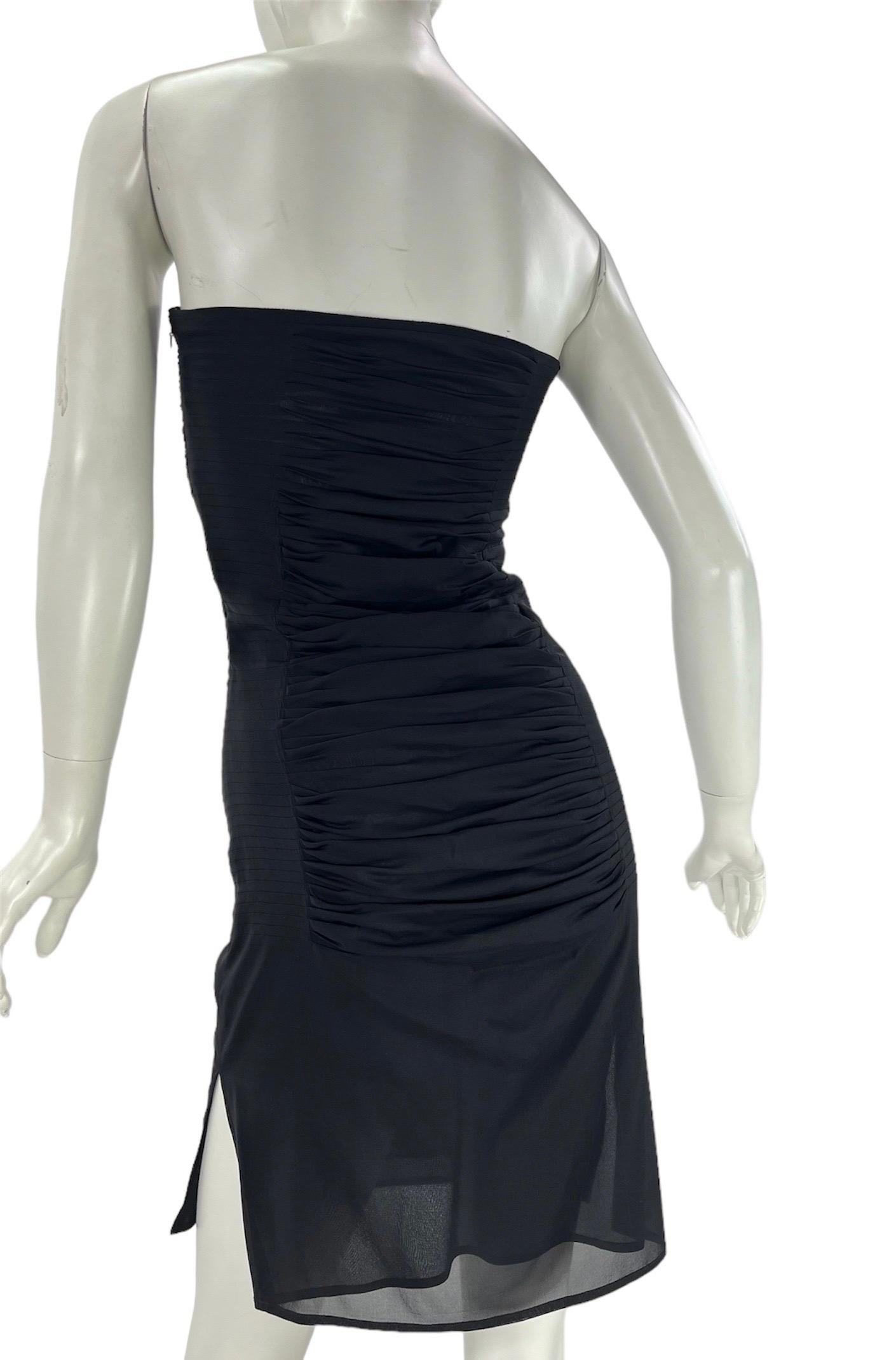 S/S 2001 Vintage Tom Ford for Yves Saint Laurent black silk dress In Excellent Condition For Sale In Montgomery, TX