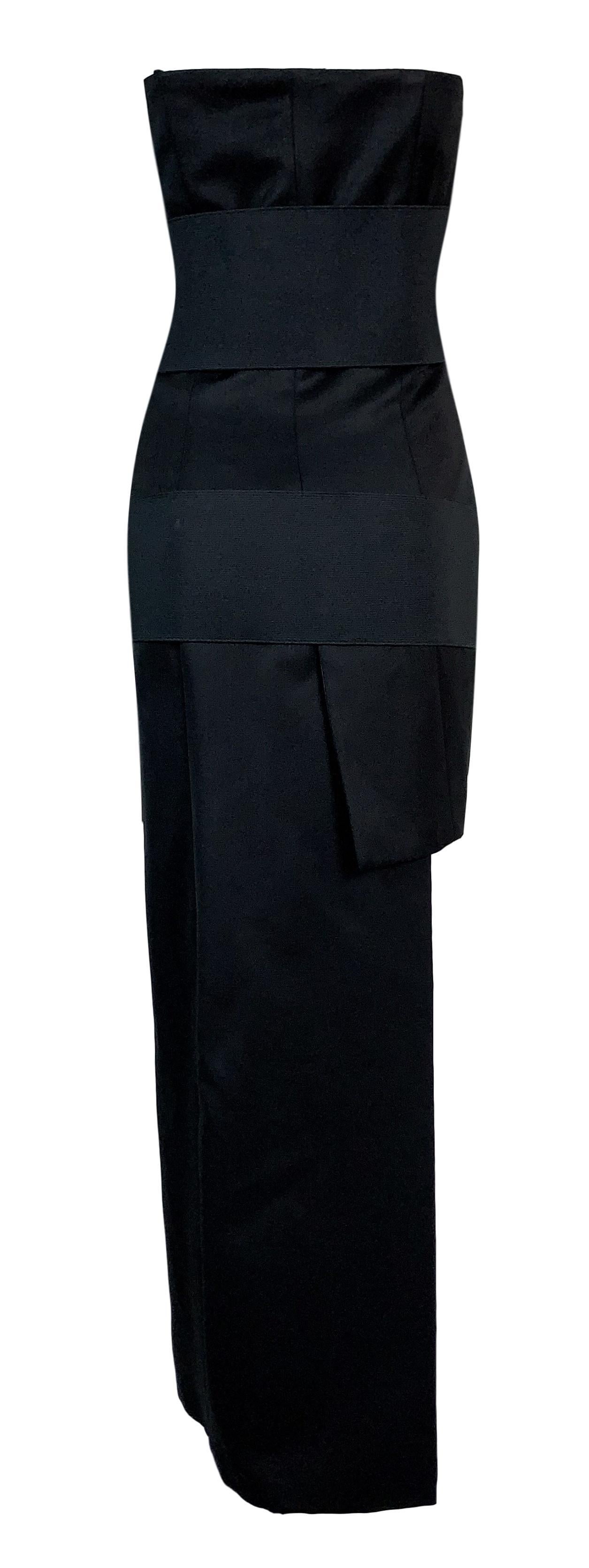 S/S 2001 Yves Saint Laurent by Tom Ford Black Bandage Wrap Hi-Low Mini Dress 36 In Good Condition In Yukon, OK