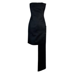 S/S 2001 Yves Saint Laurent by Tom Ford Black Bandage Wrap Hi-Low Mini Dress 40