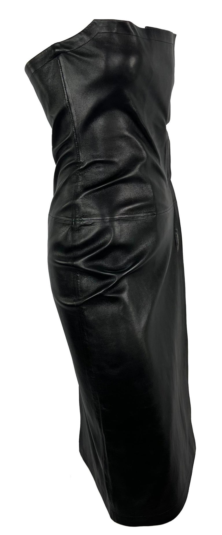 S/S 2001 Yves Saint Laurent by Tom Ford Black Leather Strapless Bandage  Dress For Sale at 1stDibs