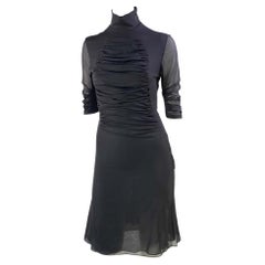 S/S 2001 Yves Saint Laurent by Tom Ford Black Pleated Silk Runway Dress