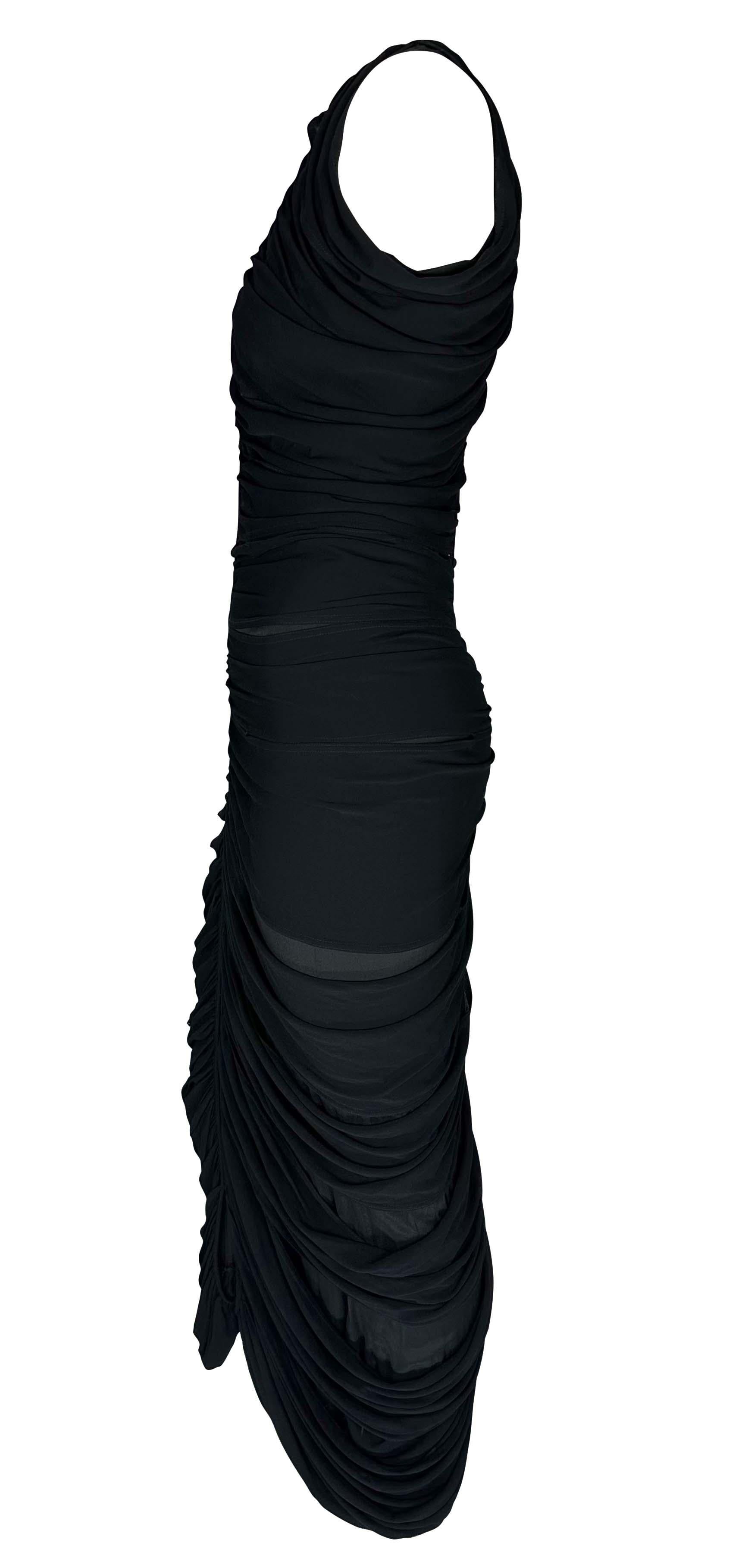 Women's S/S 2001 Yves Saint Laurent by Tom Ford Draped Bodycon Black Viscose Dress For Sale