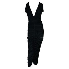 S/S 2001 Yves Saint Laurent by Tom Ford Draped Bodycon Black Viscose Dress