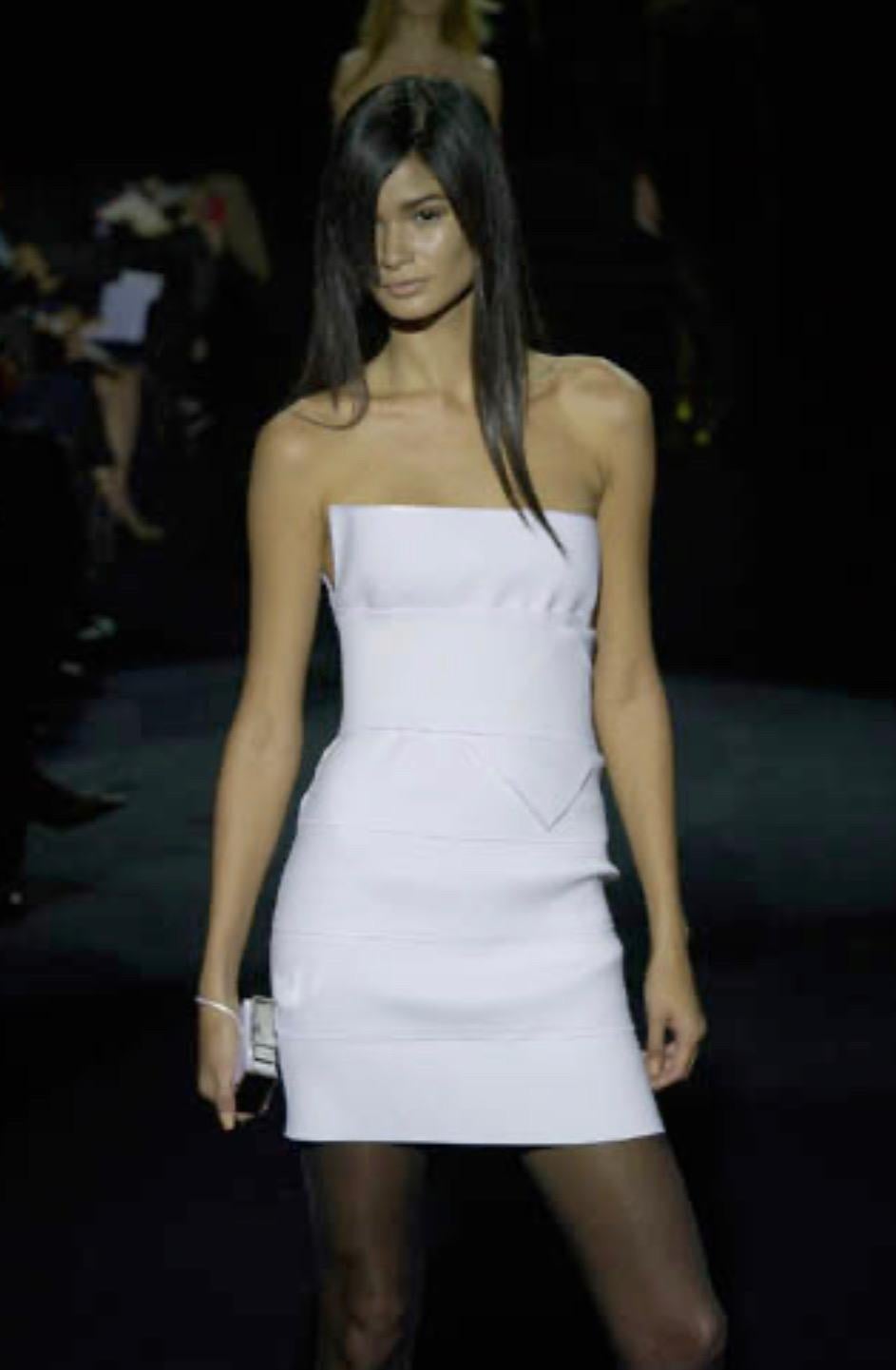 Women's S/S 2001 Yves Saint Laurent by Tom Ford Runway Bandage Strap Black Mini Dress For Sale