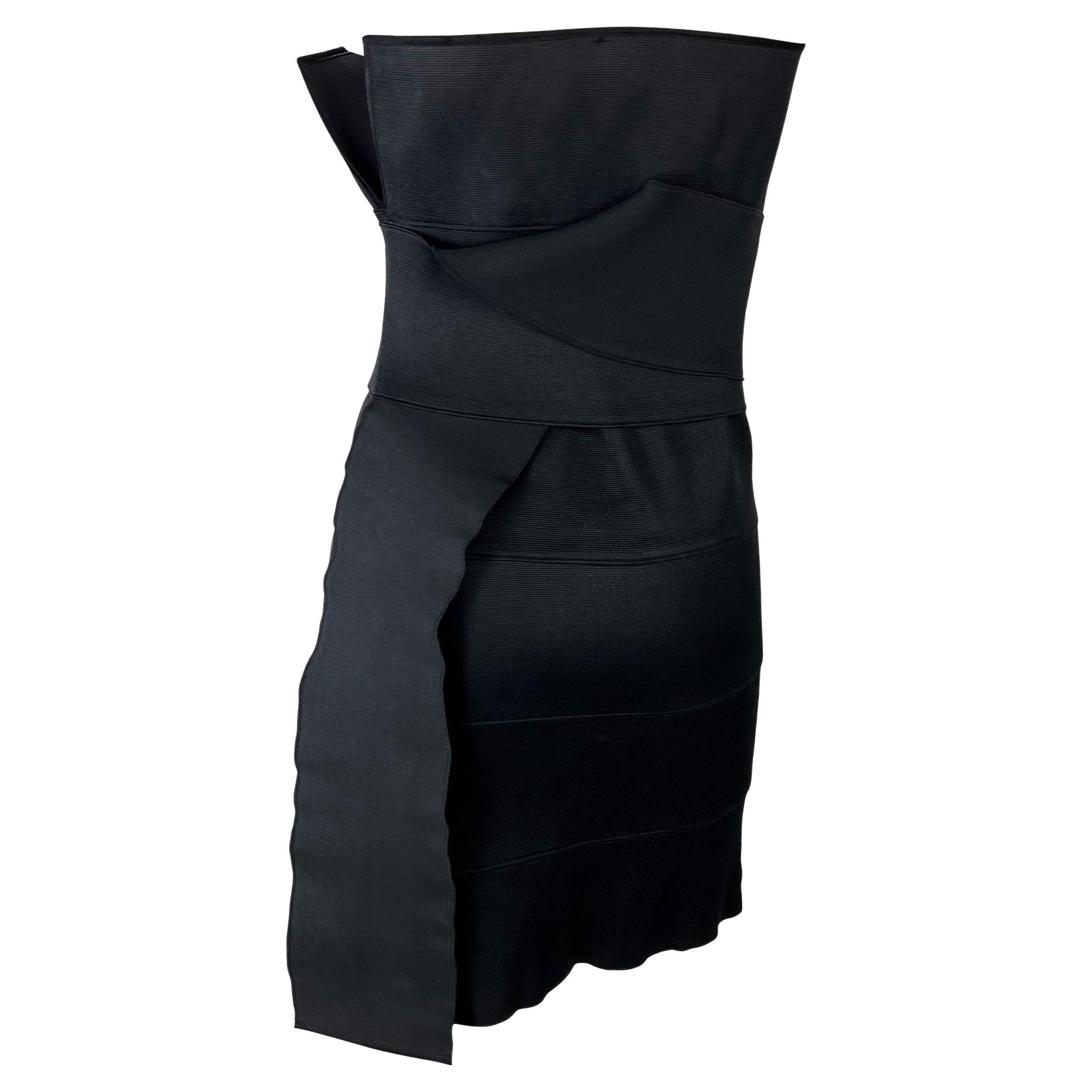 S/S 2001 Yves Saint Laurent by Tom Ford Runway Bandage Strap Black Mini Dress For Sale 1