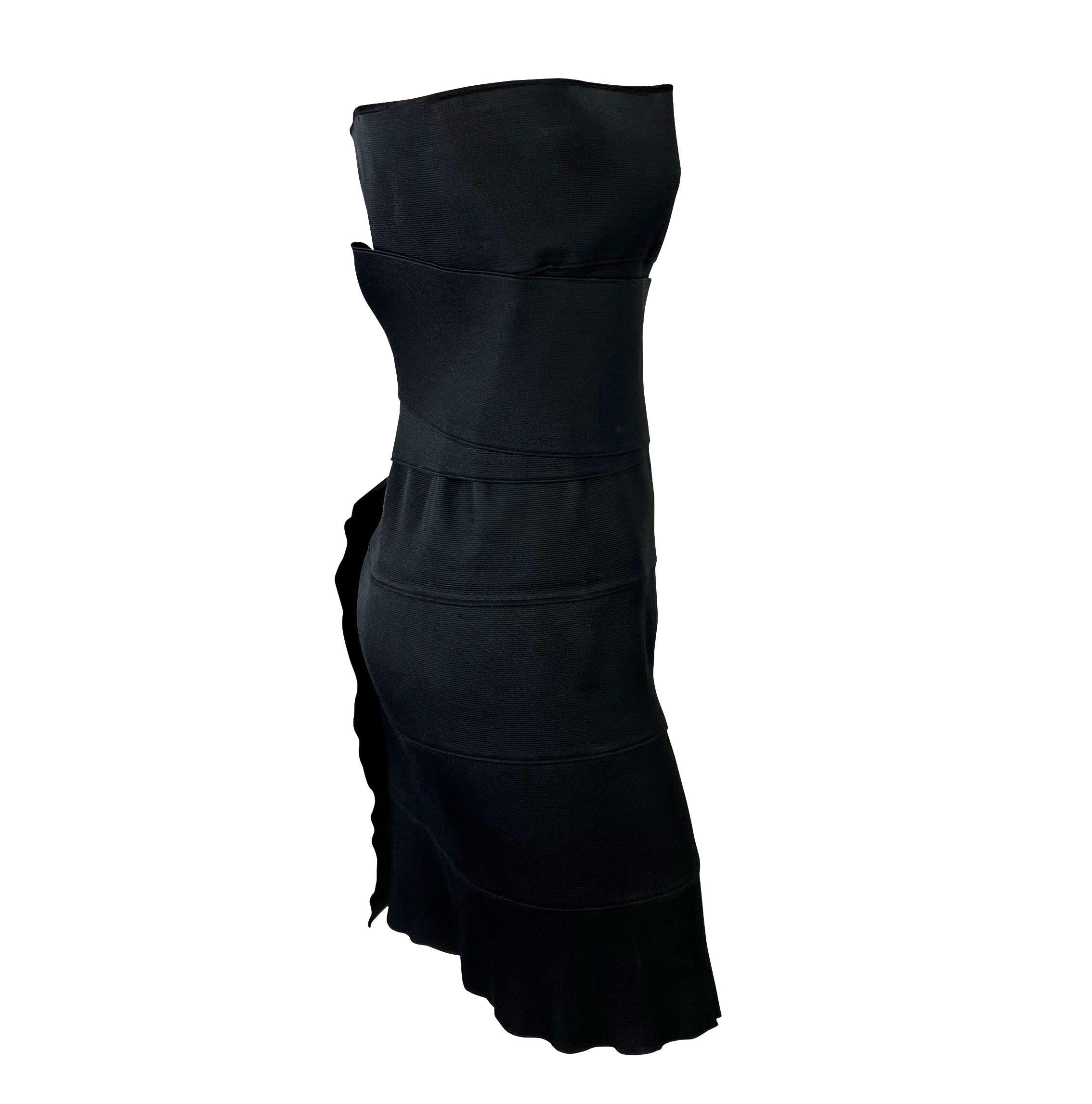 S/S 2001 Yves Saint Laurent by Tom Ford Runway Bandage Strap Black Mini Dress For Sale 2