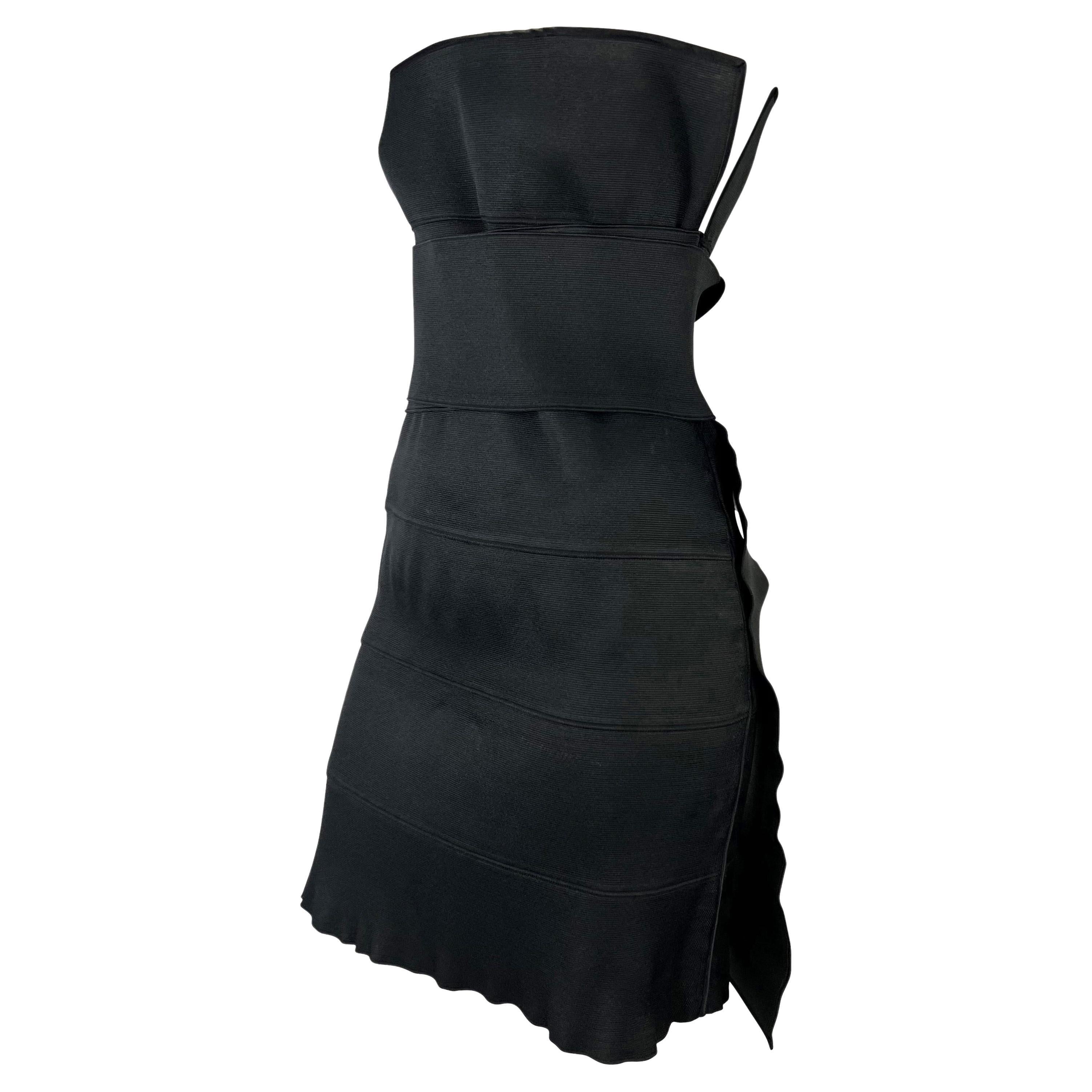 S/S 2001 Yves Saint Laurent by Tom Ford Runway Bandage Strap Black Mini Dress For Sale