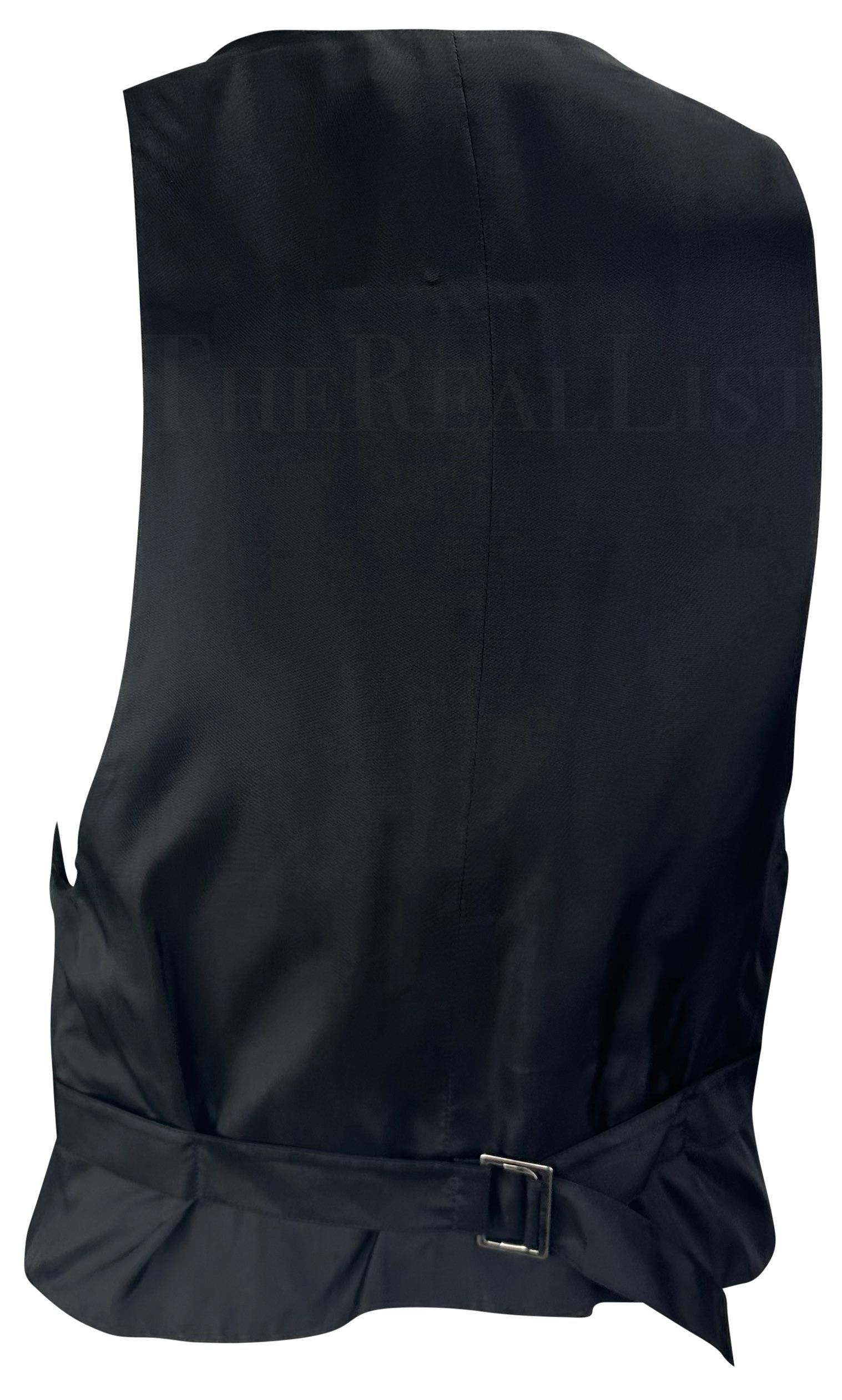 S/S 2001 Yves Saint Laurent by Tom Ford Runway Black Plunging Wool Vest  For Sale 2