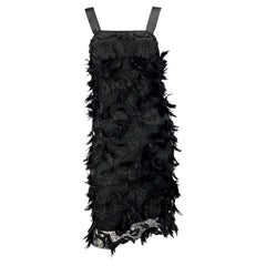 S/S 2001 Yves Saint Laurent by Tom Ford Runway Feather Beaded Ribbon Dress