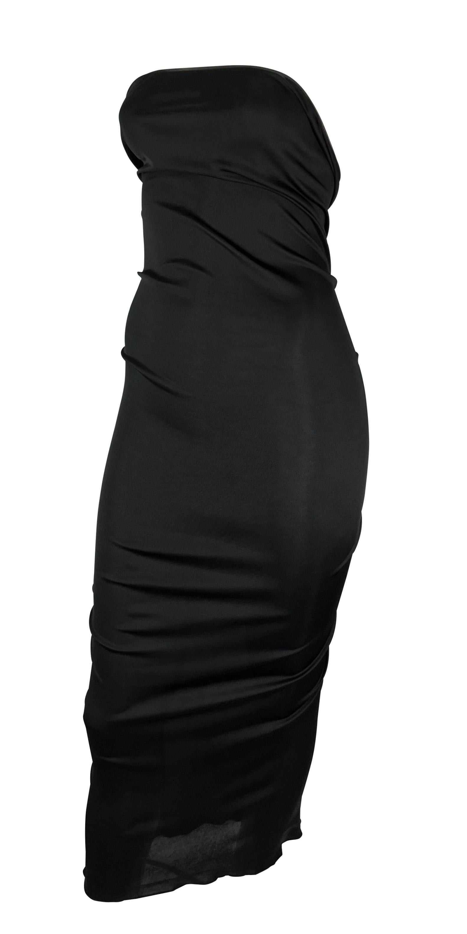 S/S 2001 Yves Saint Laurent by Tom Ford Sheer Black Gold Hook Strapless Dress For Sale 2