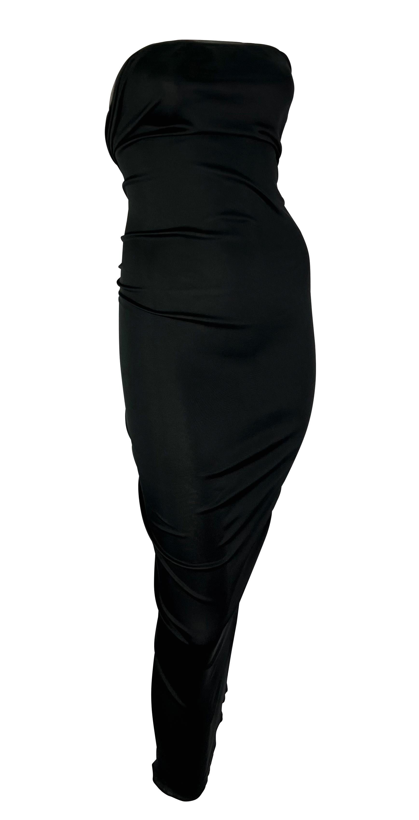 S/S 2001 Yves Saint Laurent by Tom Ford Sheer Black Gold Hook Strapless Dress For Sale 4