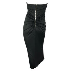 S/S 2001 Yves Saint Laurent by Tom Ford Sheer Black Gold Hook Strapless Dress