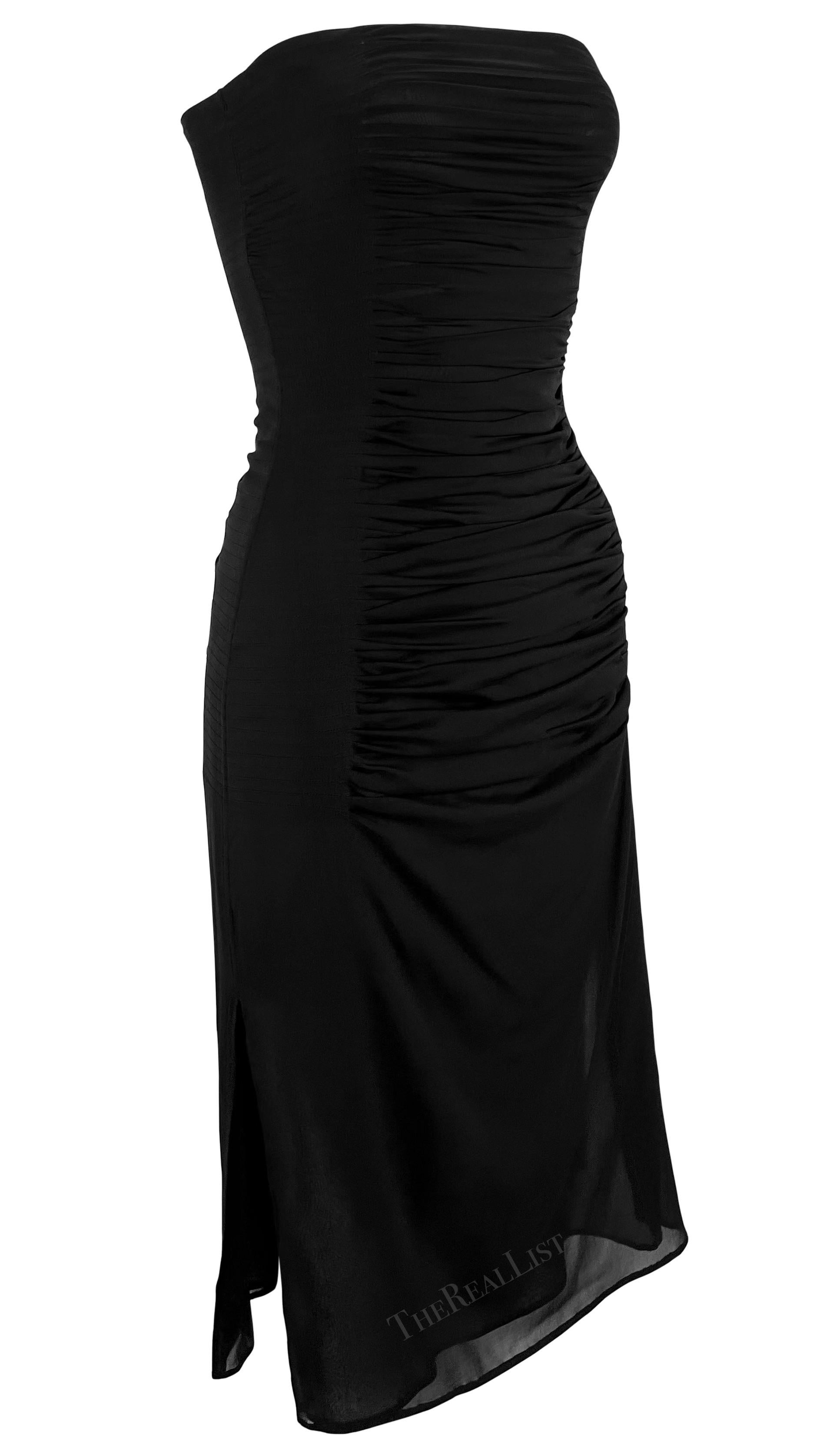 Mini robe bustier plissée noire transparente Yves Saint Laurent by Tom Ford, P/E 2001 en vente 5