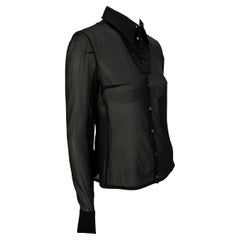 S/S 2001 Yves Saint Laurent by Tom Ford Sheer Stretch Silk Zip Sleeve Top