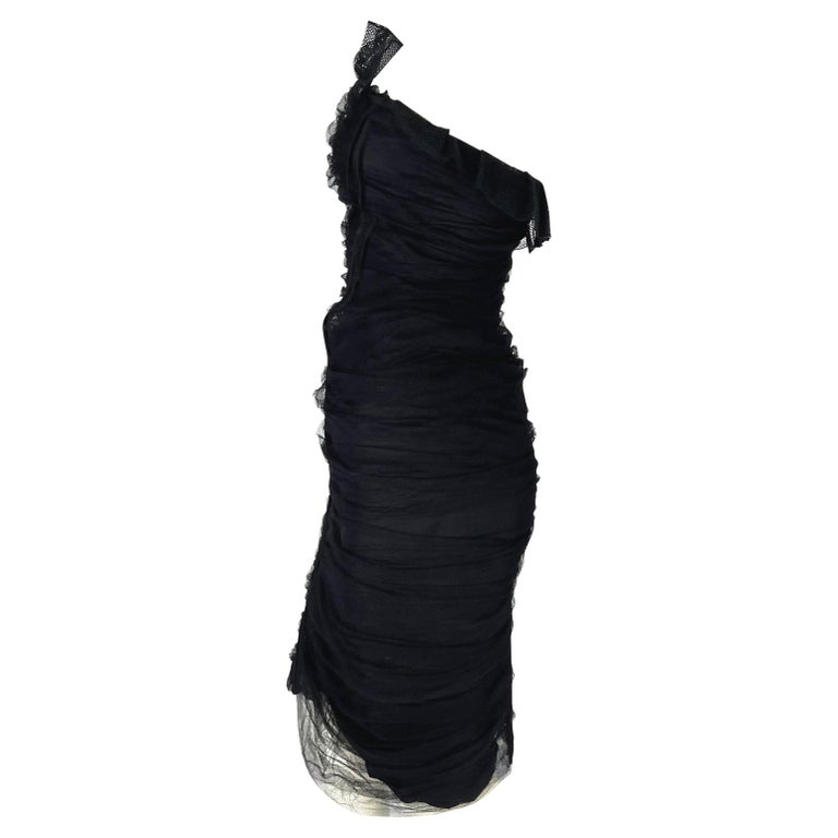 S/S 2001 Yves Saint Laurent by Tom Ford Tulle Overlay Mesh Strapless Dress In Good Condition For Sale In Philadelphia, PA