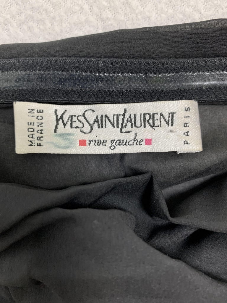 S/S 2001 Yves Saint Laurent Sheer Black Silk Ruched Strapless Top and ...
