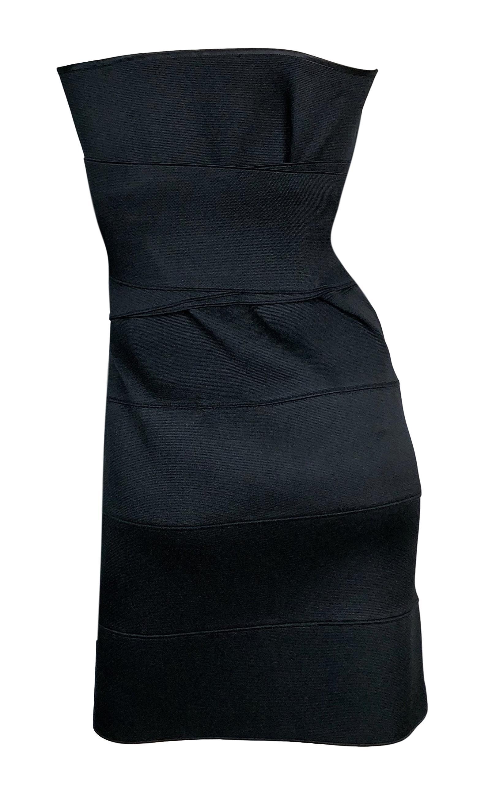 S/S 2001 Yves Saint Laurent Tom Ford Runway Black Bandage Wrap Mini Dress In Excellent Condition In Yukon, OK