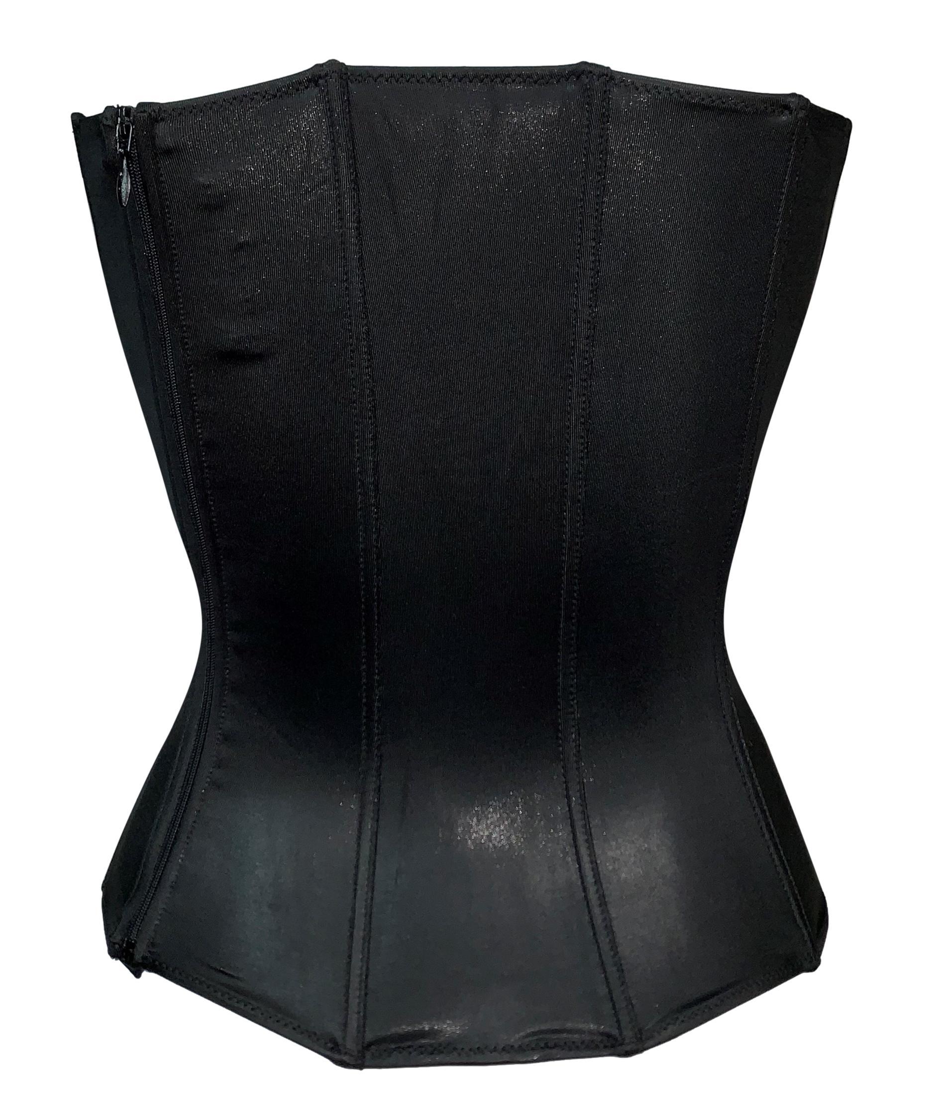 black shiny corset top