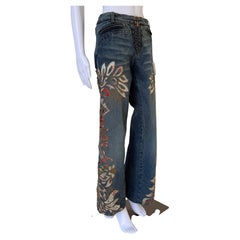 S/S 2002 Blue Denim “Baroque Cutout Floral” Embroidered Jeans